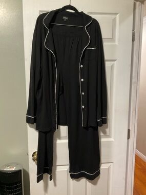 Cosabella Black Pajama Set with White Piping